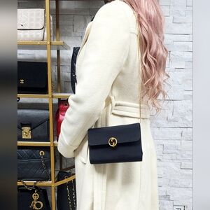 Black Mini Gucci Bag – Vintage Style, Wear as Clutch or Shoulder Bag